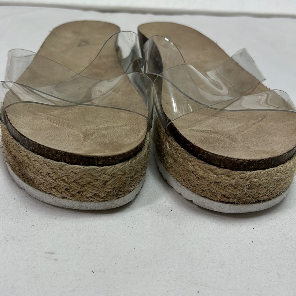 #S0063 Abata Clear Strap Brown Beach Sandals | Size: 11